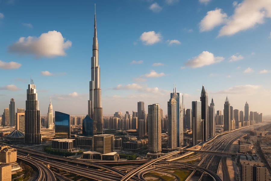 Dubai skyline featuring Burj Khalifa and modern architecture Dubai skyline featuring Burj Khalifa and modern architecture